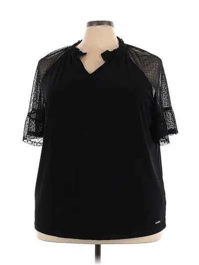 Pre-owned Anne Klein Short Sleeve Blouse In Black
