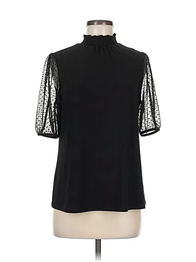 Pre-owned Anne Klein Short Sleeve Blouse In Black