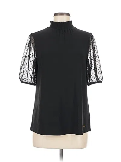 Pre-owned Anne Klein Short Sleeve Blouse In Black