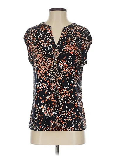 Pre-owned Anne Klein Short Sleeve Blouse In Black