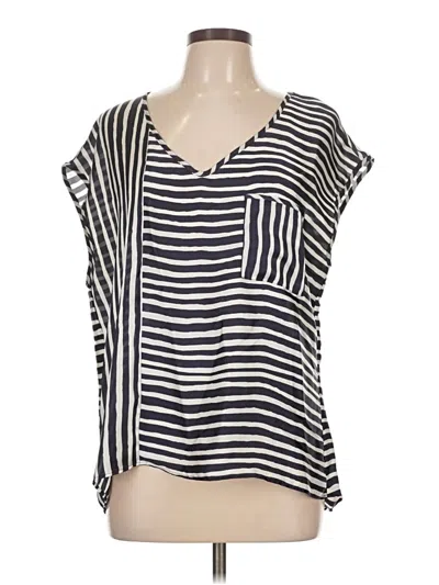 Pre-owned Anne Klein Short Sleeve Blouse In Black