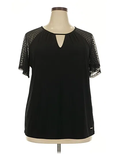 Pre-owned Anne Klein Short Sleeve Blouse In Black