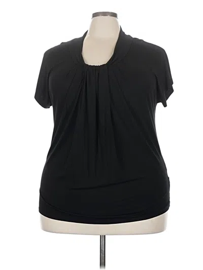 Pre-owned Anne Klein Short Sleeve Blouse In Black