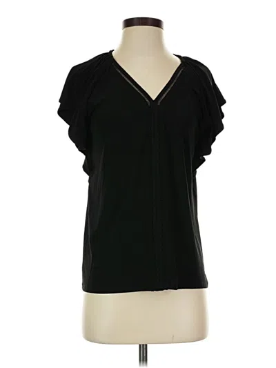 Pre-owned Anne Klein Short Sleeve Blouse In Black