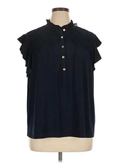 Anne Klein Short Sleeve Blouse In Black