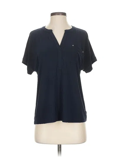 Pre-owned Anne Klein Short Sleeve Blouse In Blue