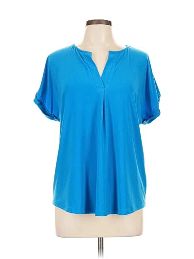 Pre-owned Anne Klein Short Sleeve Blouse In Blue