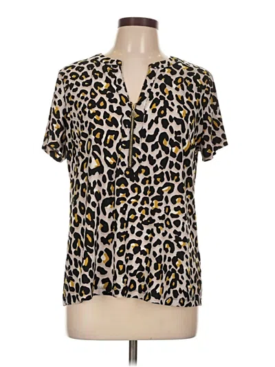 Pre-owned Anne Klein Short Sleeve Blouse In Brown