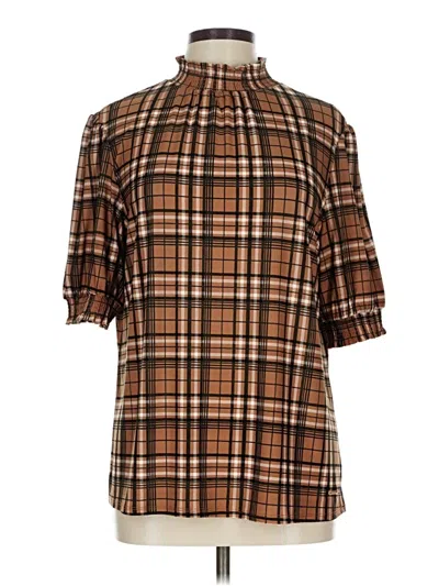 Pre-owned Anne Klein Short Sleeve Blouse In Brown