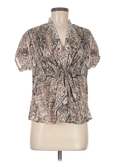 Pre-owned Anne Klein Short Sleeve Blouse In Brown