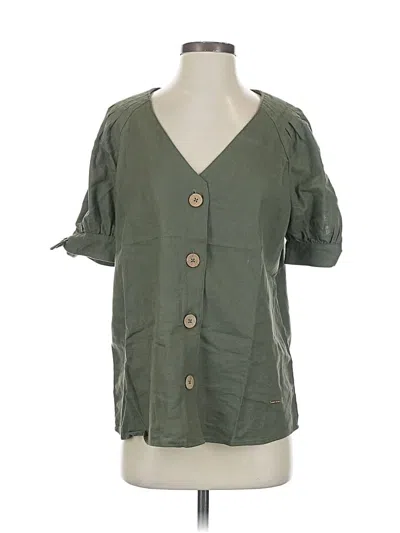 Pre-owned Anne Klein Short Sleeve Blouse In Green