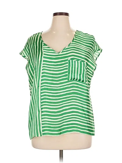 Pre-owned Anne Klein Short Sleeve Blouse In Green
