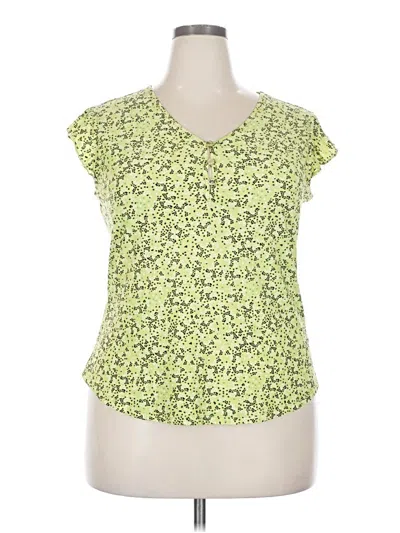Pre-owned Anne Klein Short Sleeve Blouse In Green