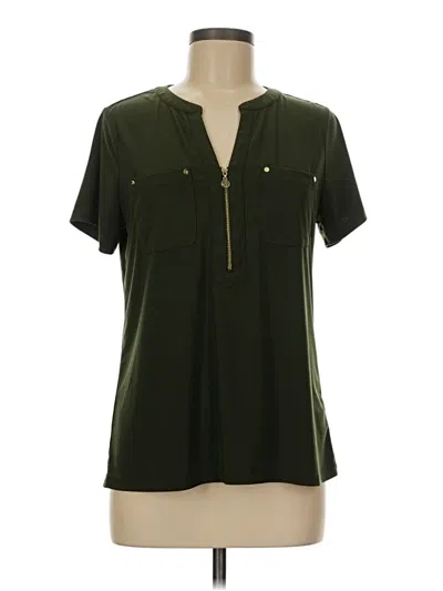 Pre-owned Anne Klein Short Sleeve Blouse In Green