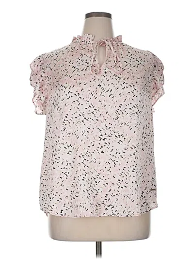 Pre-owned Anne Klein Short Sleeve Blouse In Pink