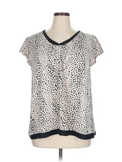 Pre-owned Anne Klein Short Sleeve Blouse In White