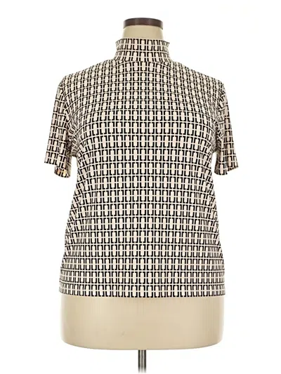 Pre-owned Anne Klein Short Sleeve Blouse In White