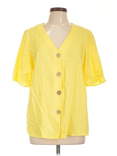 Pre-owned Anne Klein Short Sleeve Blouse In Yellow