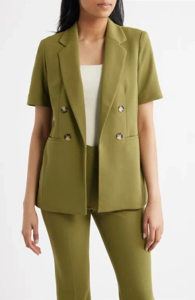 Anne Klein Short Sleeve Double Breasted Jacket In Green
