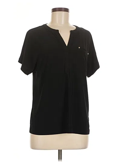 Pre-owned Anne Klein Short Sleeve Henley Shirt In Black