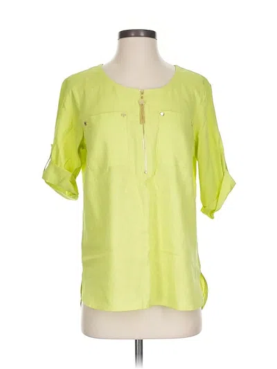 Anne Klein Short Sleeve Henley Shirt In Green
