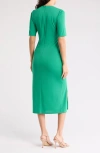 Anne Klein Short Sleeve Midi Dress In Green Clove