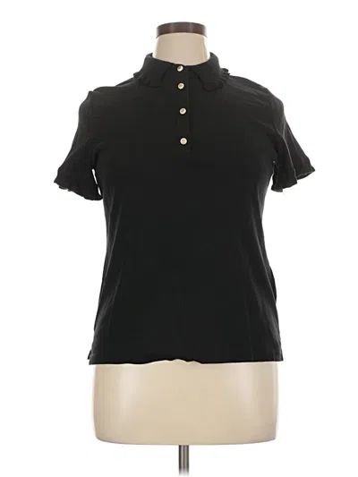Pre-owned Anne Klein Short Sleeve Polo Shirt In Black