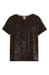 Anne Klein Short Sleeve Sequin Mesh Top In Black