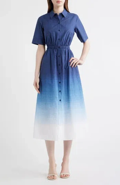 Anne Klein Short Sleeve Shirtdress In Distant Mountain Multi