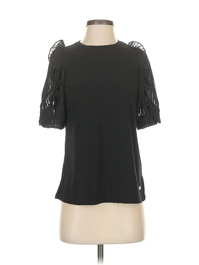 Pre-owned Anne Klein Short Sleeve Top Black Cold Shoulder Neckline Tops