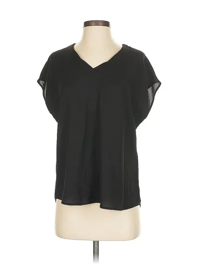 Pre-owned Anne Klein Short Sleeve Top Black V Neck Tops