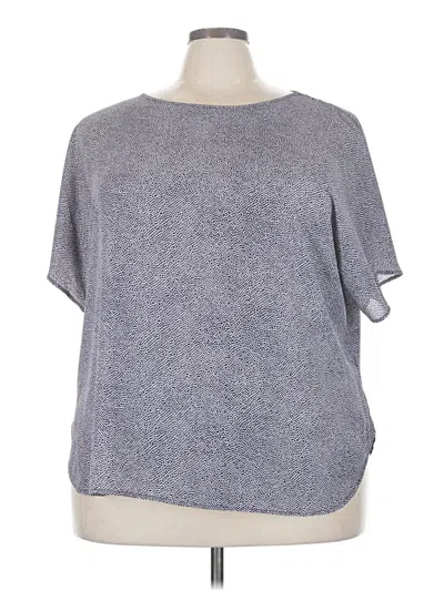Pre-owned Anne Klein Short Sleeve Top Gray Crew Neck Tops