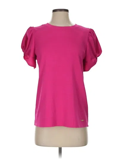 Pre-owned Anne Klein Short Sleeve Top Pink Boatneck Tops