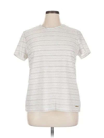 Pre-owned Anne Klein Short Sleeve Top Silver Crew Neck Tops