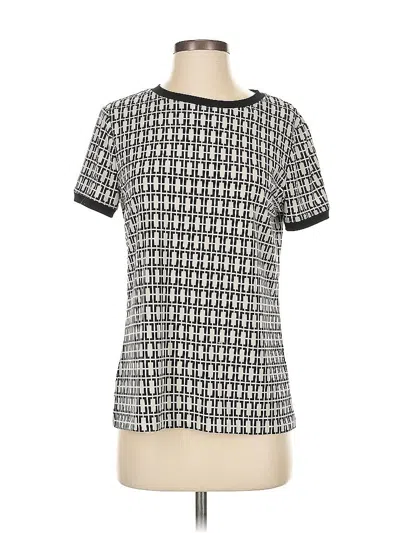 Pre-owned Anne Klein Short Sleeve Top Silver Square Neckline Tops