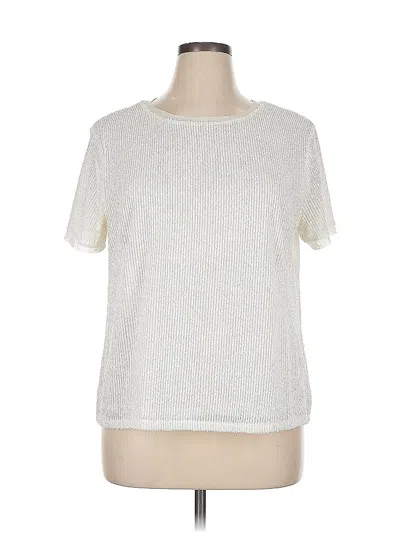 Pre-owned Anne Klein Short Sleeve Top White Crew Neck Tops