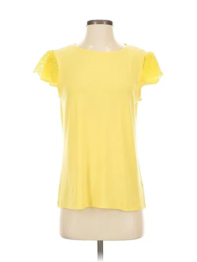 Pre-owned Anne Klein Short Sleeve Top Yellow Sweetheart Neckline Tops
