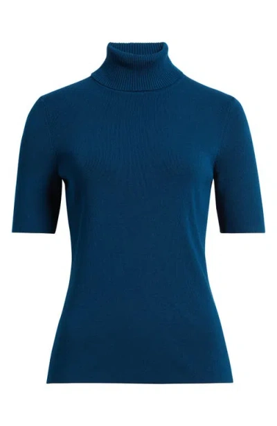 Anne Klein Short Sleeve Turtleneck Sweater In Blue