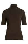 Anne Klein Short Sleeve Turtleneck Sweater In Brown