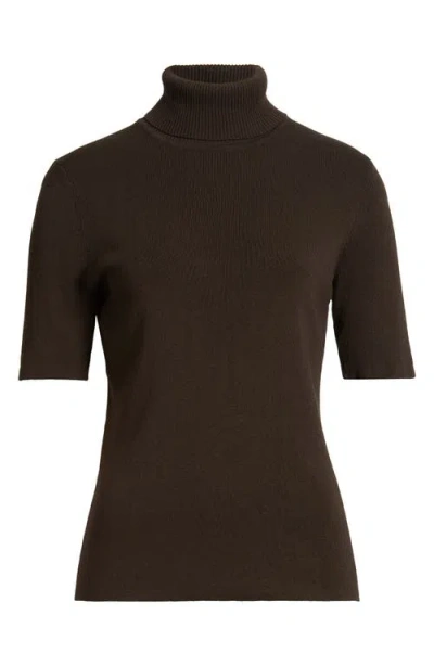 Anne Klein Short Sleeve Turtleneck Sweater In Brown