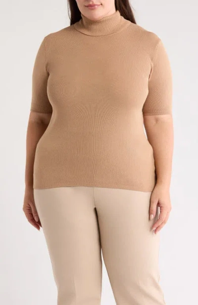 Anne Klein Short Sleeve Turtleneck Sweater In Neutral
