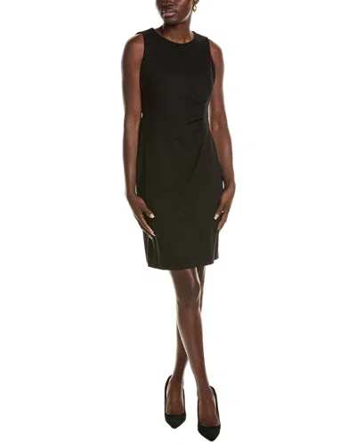 Anne Klein Side Pleated Sheath Dress In Black