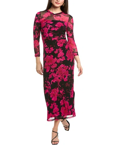 Anne Klein Side Ruched Midi Dress In Black