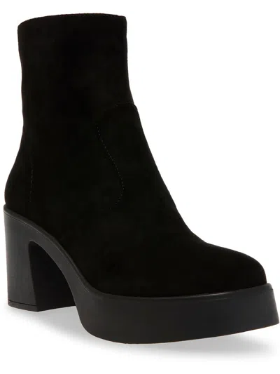 Anne Klein Sierra Womens Faux Suede Platform Ankle Boots In Black