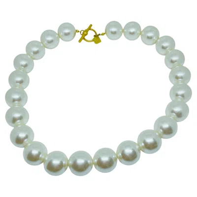 Pre-owned Anne Klein Signed Vintage Huge Glass Pearls Choker Designer Necklace In Multi