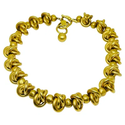 Pre-owned Anne Klein Signed Vintage Matte Gold Tone Designer Massive Necklace In Multi
