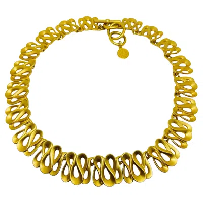 Pre-owned Anne Klein Signed Vintage Matte Gold Tone Modernist Designer Chain Necklace In Multi