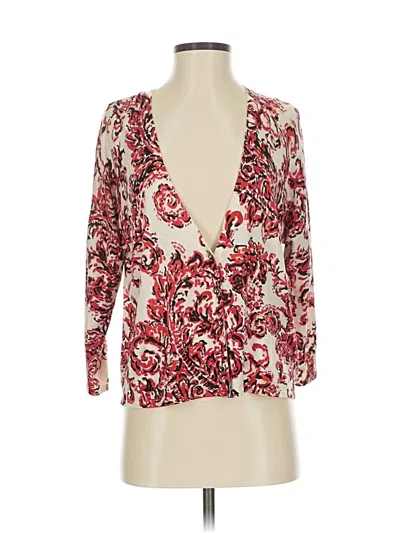 Pre-owned Anne Klein Silk Cardigan Sweater In Red