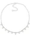 Anne Klein Silver-tone Bar & Mixed Crystal Statement Necklace, 16" + 3" Extender In Crystal