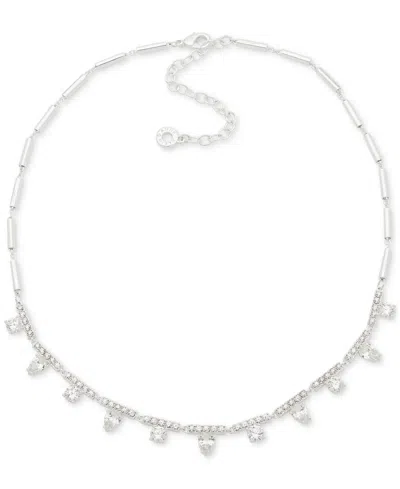 Anne Klein Silver-tone Bar & Mixed Crystal Statement Necklace, 16" + 3" Extender